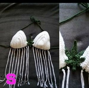 420 Crochet Bikini Top With Fringe
